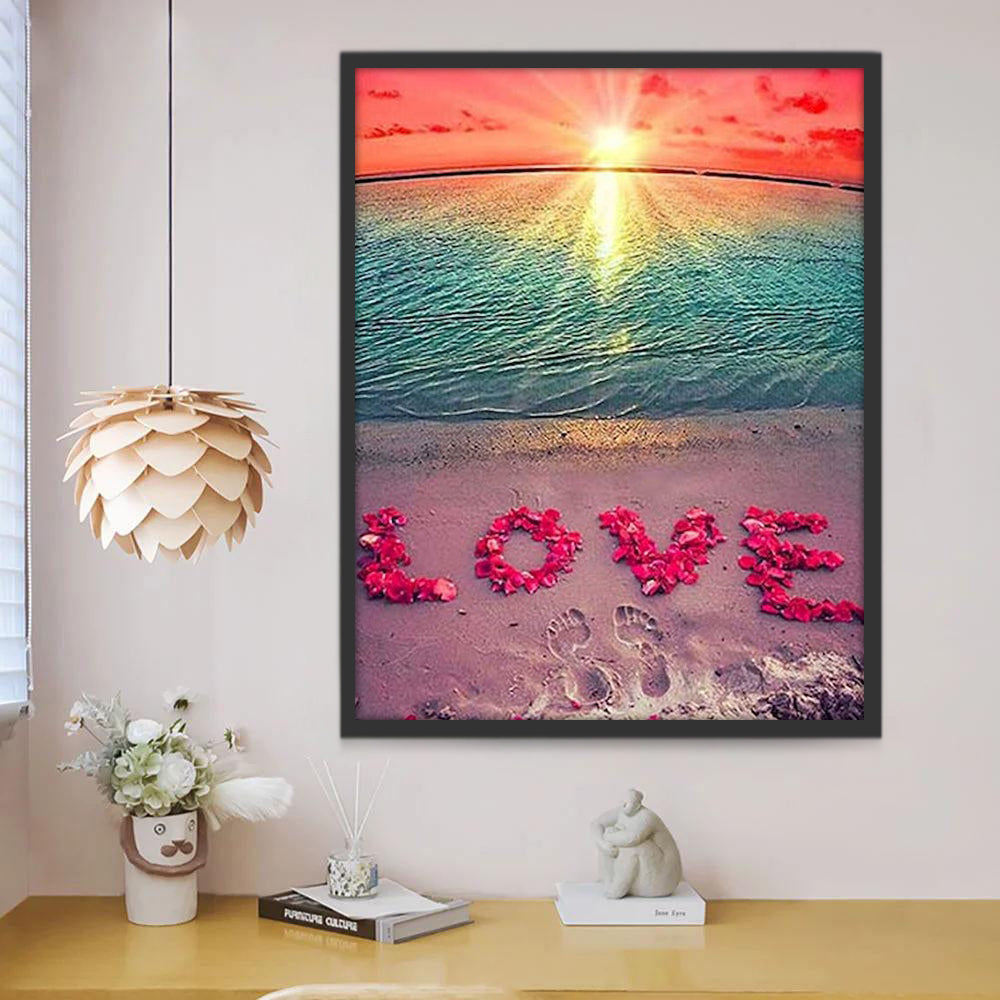 Pétalos en Forma de Amor en la Playa Pintar por Números