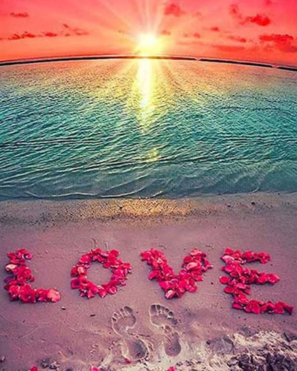 Pétalos en Forma de Amor en la Playa Pintar por Números