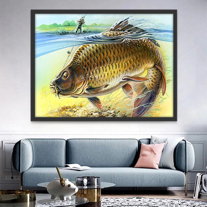 Pez Pescado por un Hombre Pintar por Números