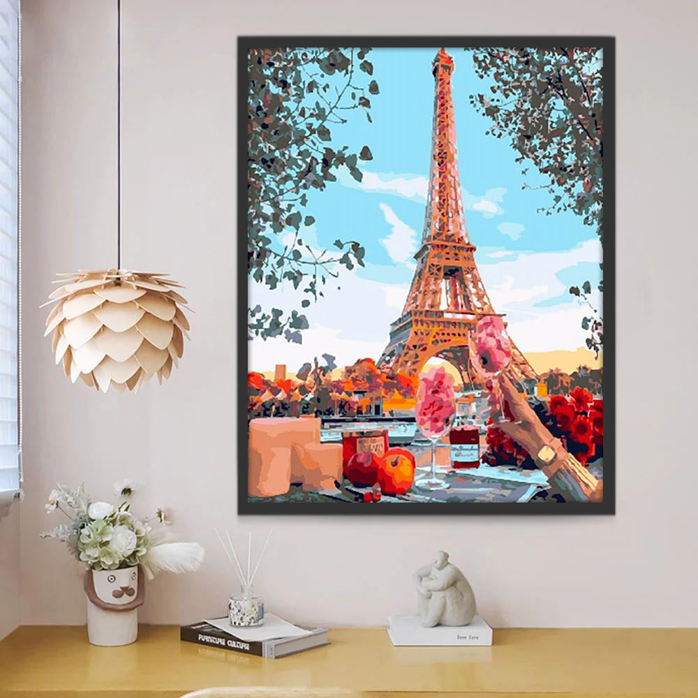 Pícnic y Torre Eiffel Pintar por Números