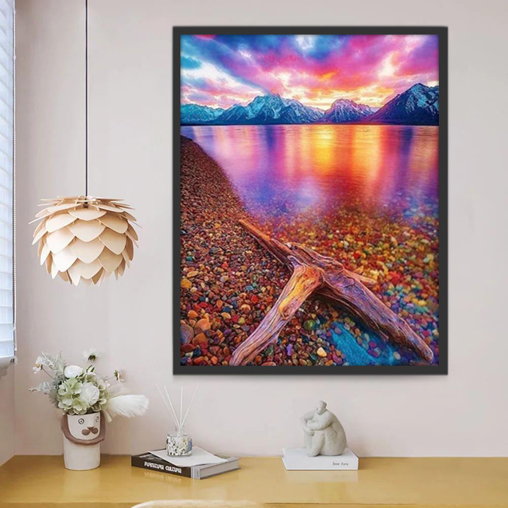 Piedras Coloridas al Lado de Lago Pintar por Números