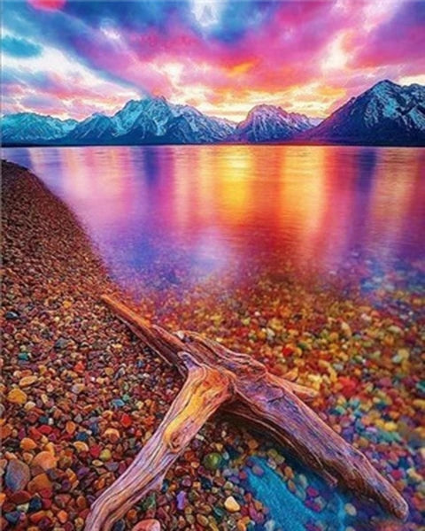 Piedras Coloridas al Lado de Lago Pintar por Números