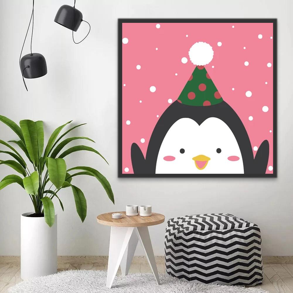 Pingüino Lindo con Gorro Pequeño Pintar por Números