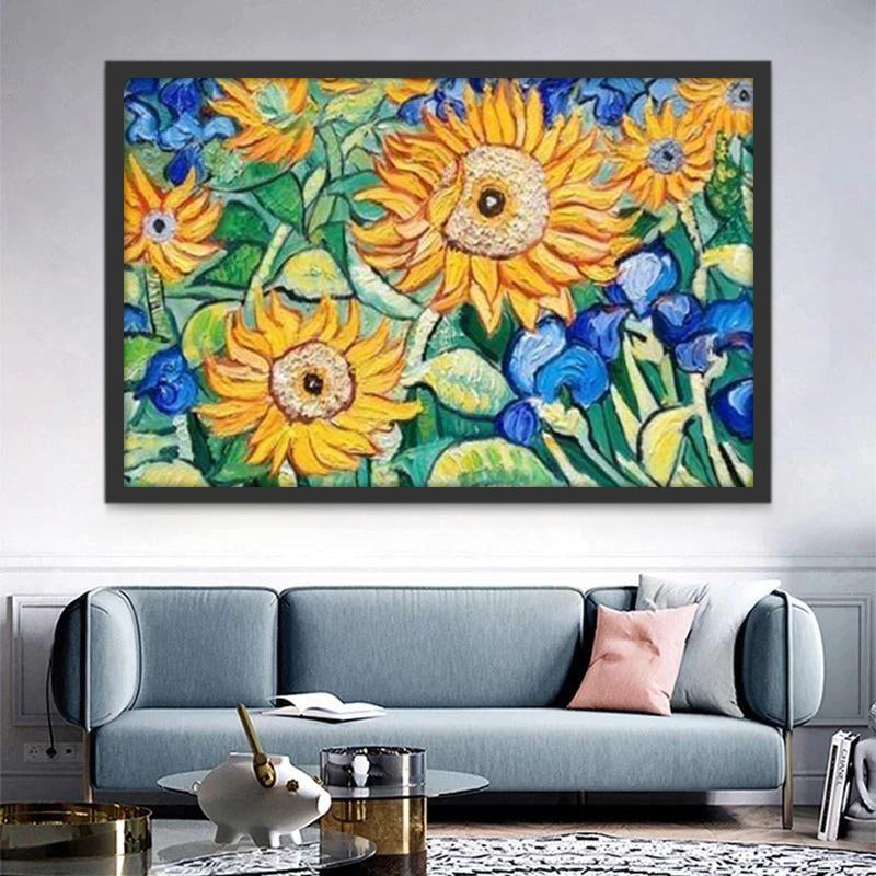 Pintura Abstracta de Campo de Girasoles Pintar por Números