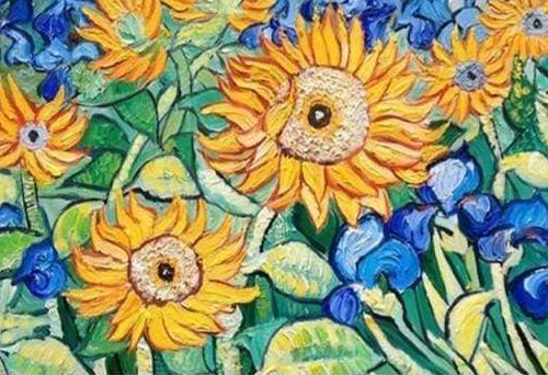 Pintura Abstracta de Campo de Girasoles Pintar por Números