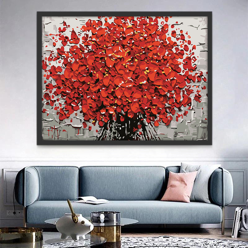 Pintura Abstracta de Ramo de Flores Rojas Pintar por Números