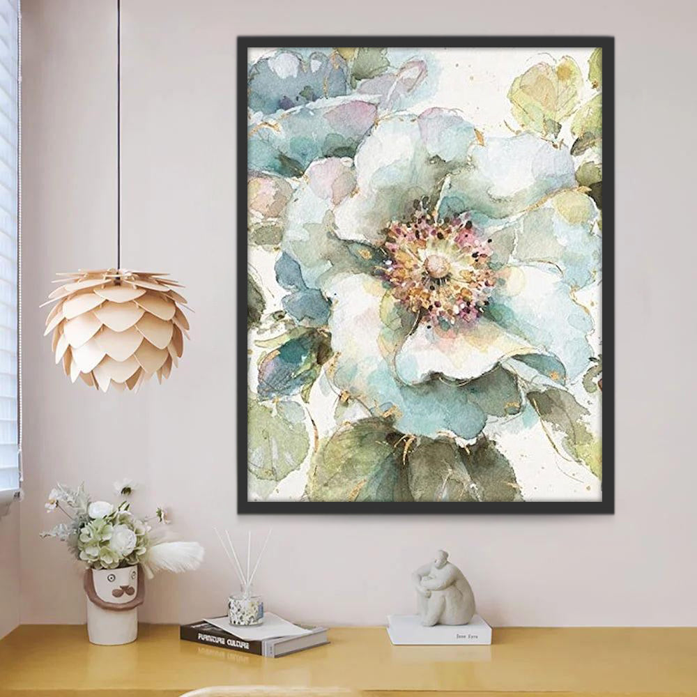 Pintura Acuática de Amapolas de Color Azul Claro Pintar por Números