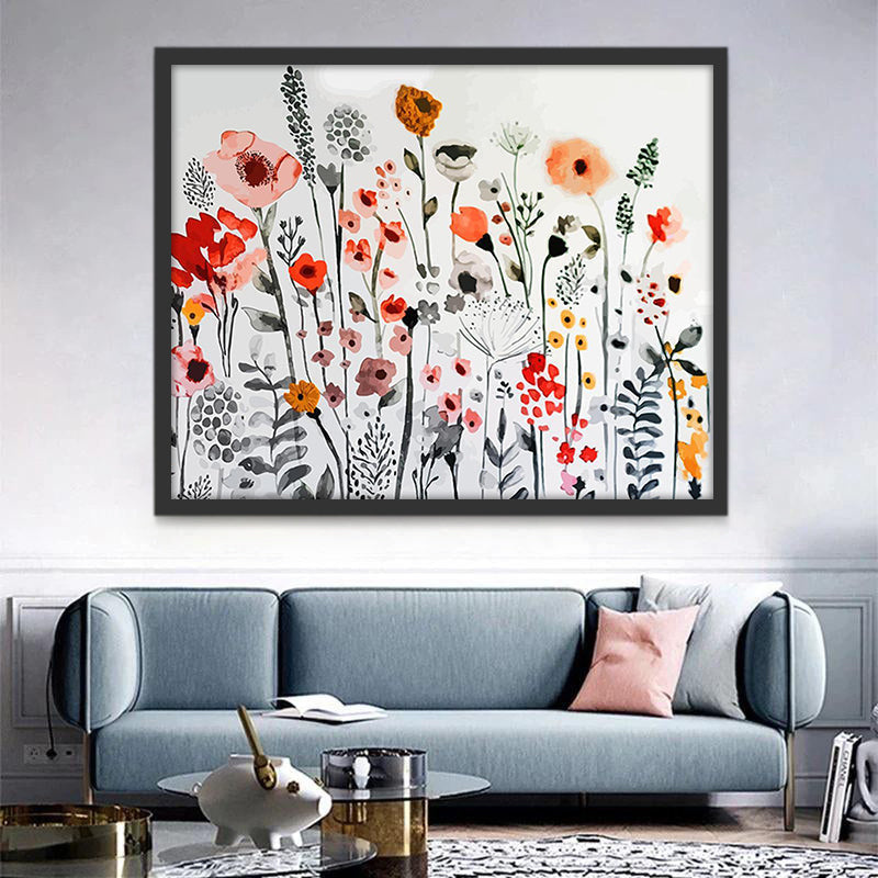 Pintura Acuática de Amapolas y Hojas Pintar por Números