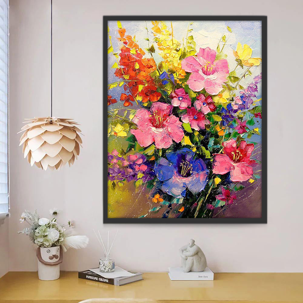 Pintura al Óleo de Flores de Colores Diversos Pintar por Números