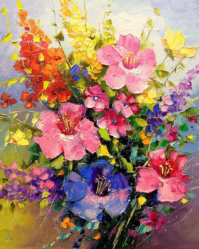 Pintura al Óleo de Flores de Colores Diversos Pintar por Números