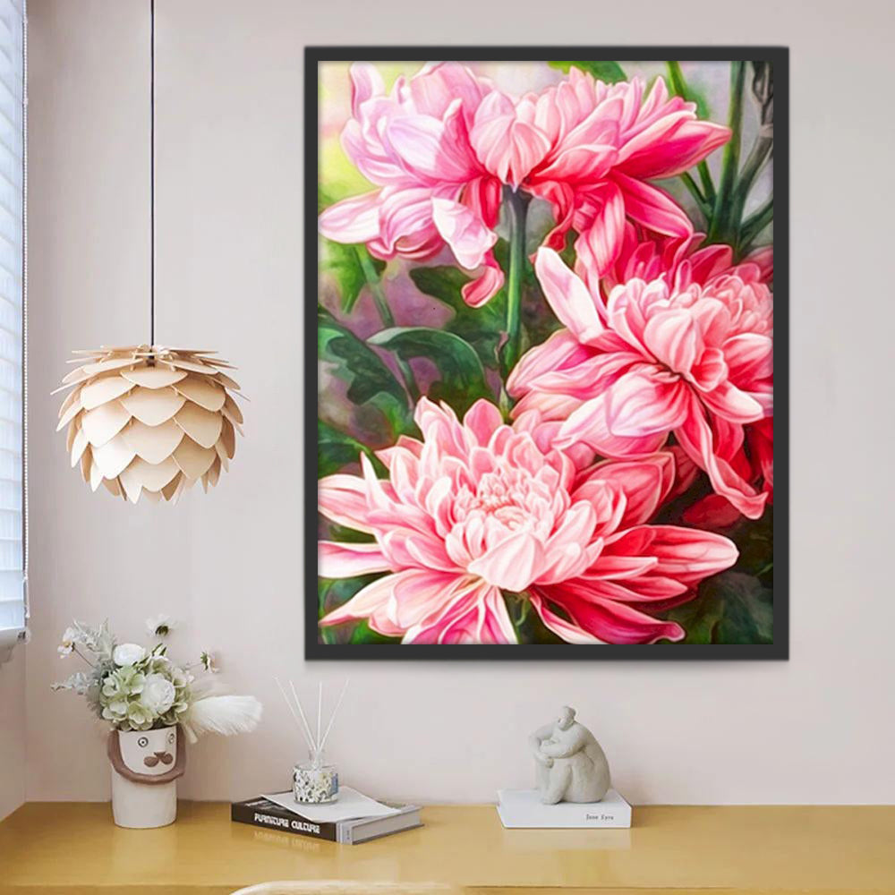 Pintura al Óleo de Flores de Crisantemo Rojo Pintar por Números