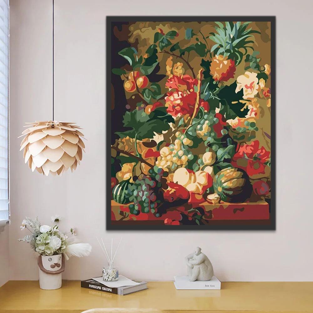 Pintura al Óleo de Flores y Frutas en Estilo Abstracto Pintar por Números