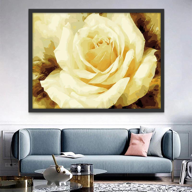 Pintura al Óleo de una Rosa Amarilla Pintar por Números