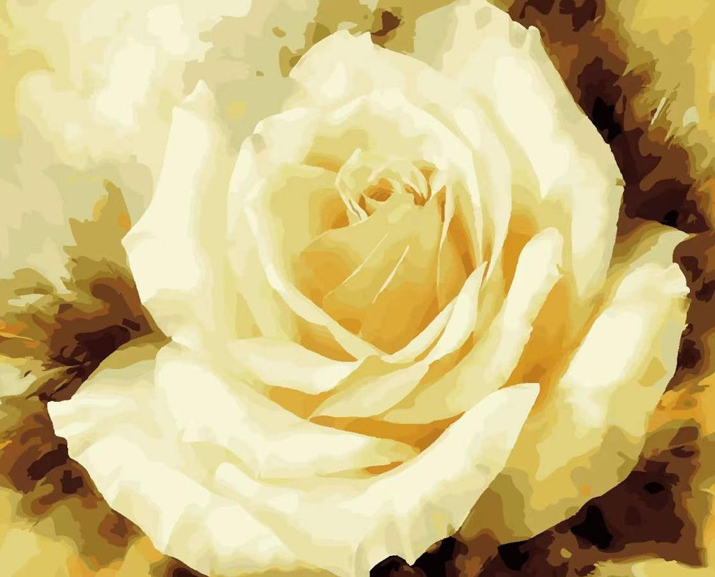 Pintura al Óleo de una Rosa Amarilla Pintar por Números