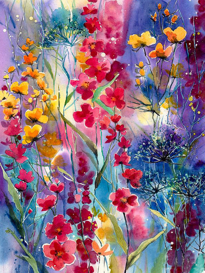 Pintura Colorida con Flores Amarillas y Rojas Pintar por Números