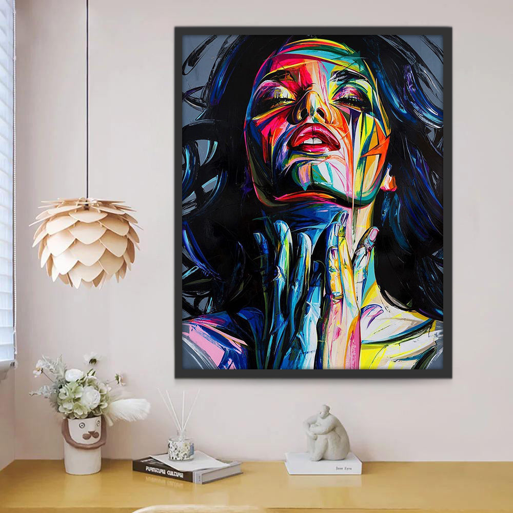 Pintura Colorida de Mujer de Cabello Rizado Negro Pintar por Números