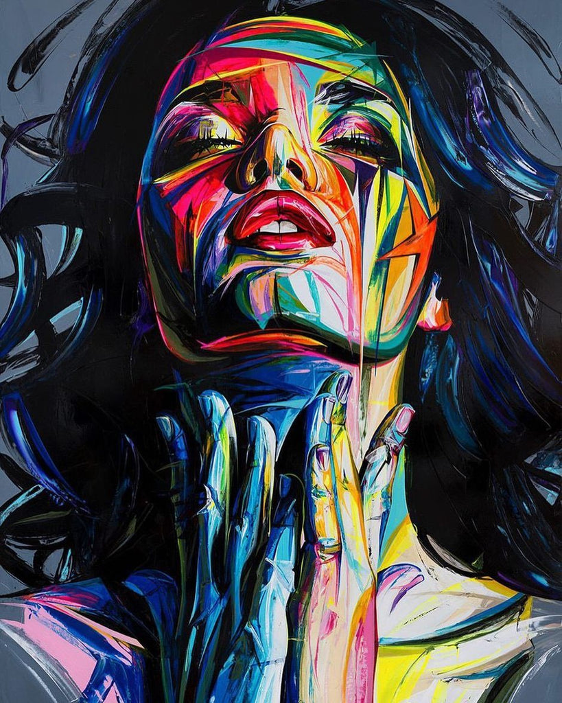 Pintura Colorida de Mujer de Cabello Rizado Negro Pintar por Números