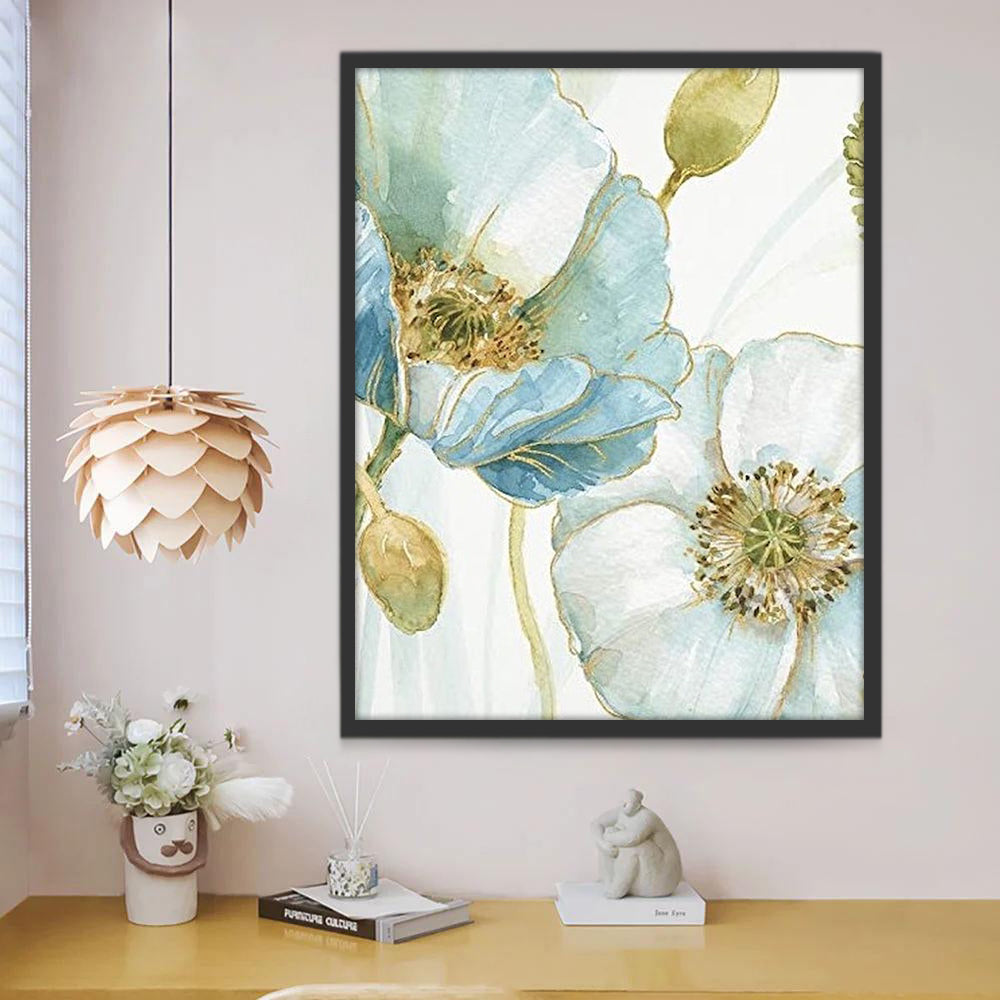 Pintura de Acuarela de Amapola y Plantas de Opio Pintar por Números