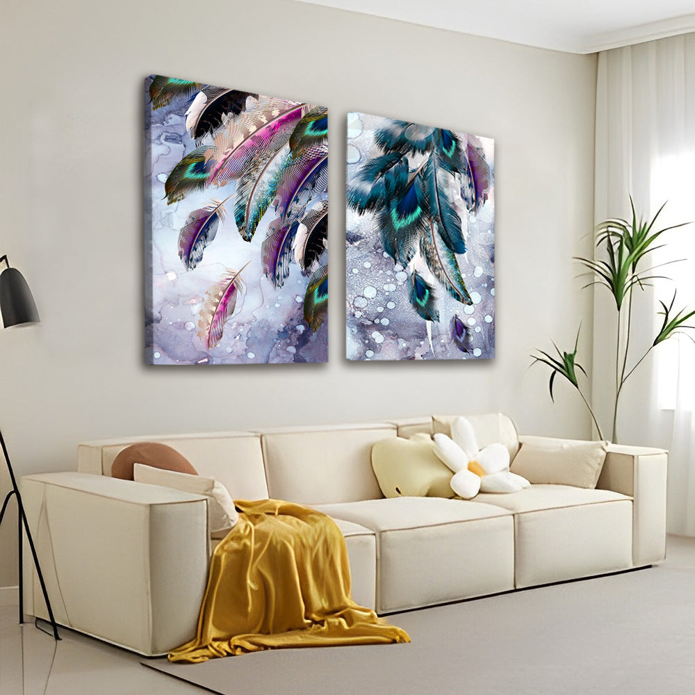 Pintura de Acuarela de Plumas Coloridas 2 Partes Pintar por Números