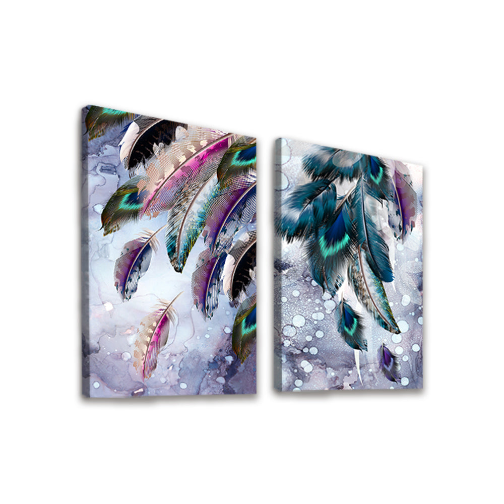 Pintura de Acuarela de Plumas Coloridas 2 Partes Pintar por Números