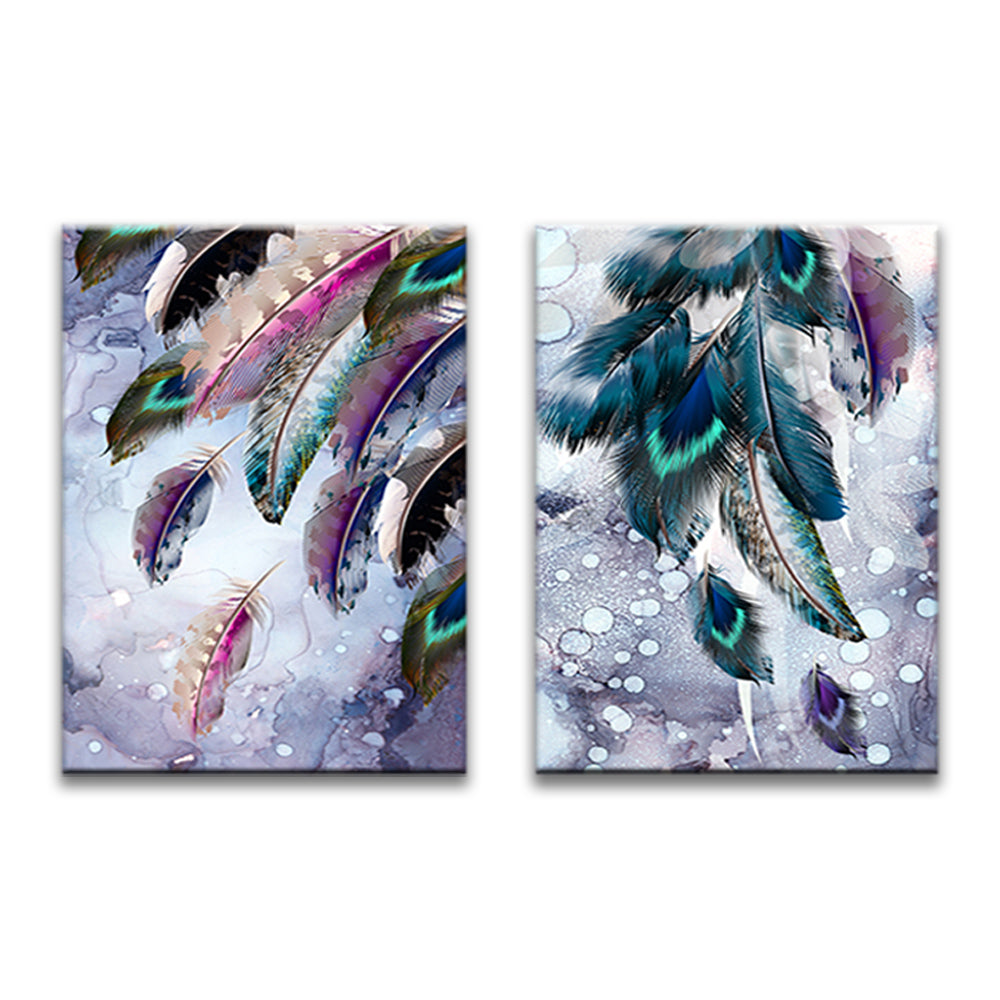Pintura de Acuarela de Plumas Coloridas 2 Partes Pintar por Números