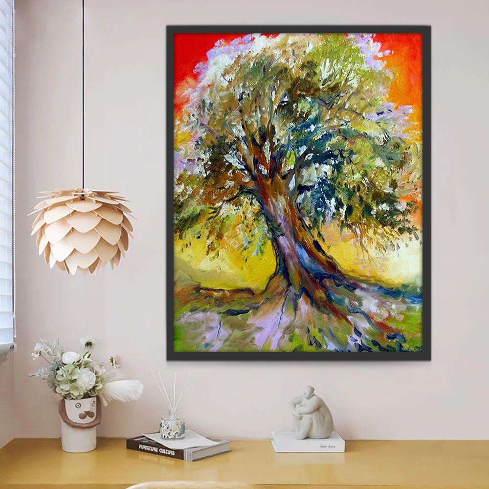 Pintura de Árbol Abstracto al Óleo Pintar por Números