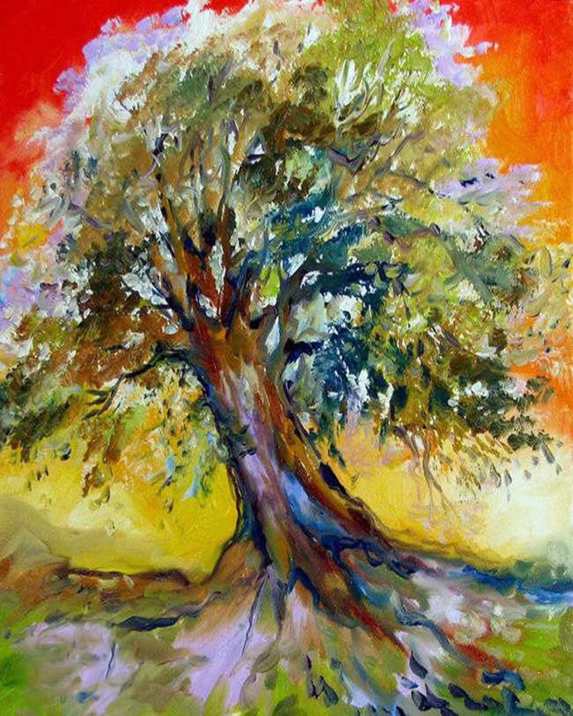 Pintura de Árbol Abstracto al Óleo Pintar por Números