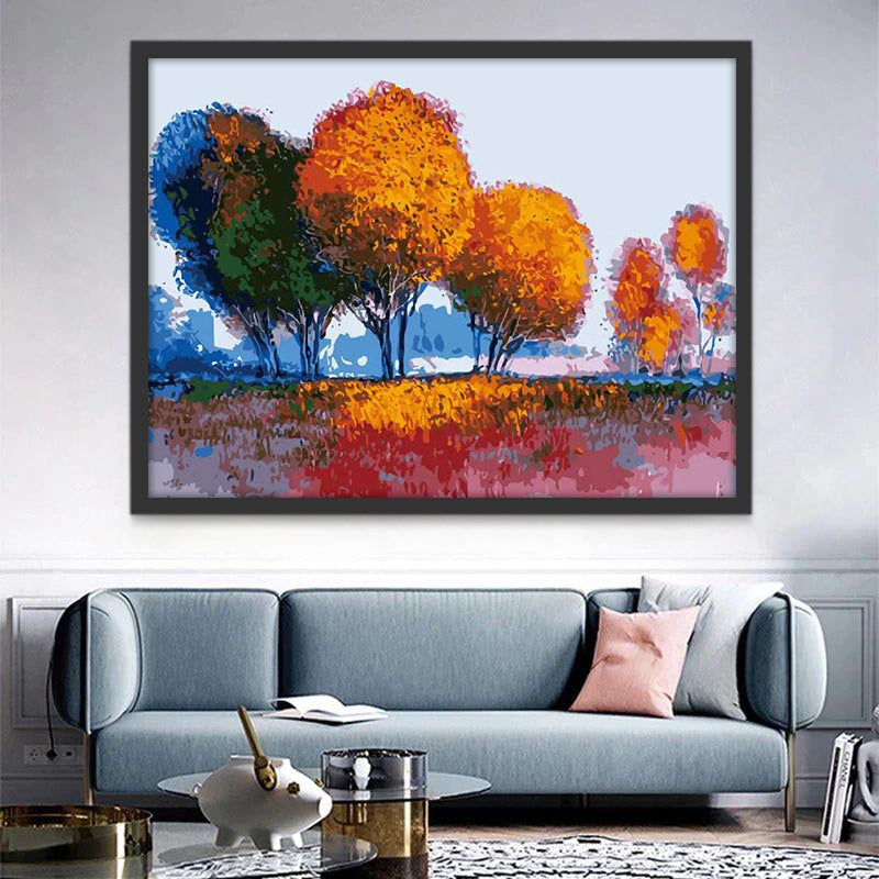 Pintura de Árboles en el Otoño Pintar por Números