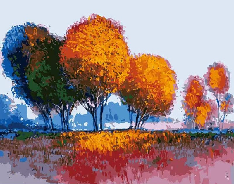 Pintura de Árboles en el Otoño Pintar por Números