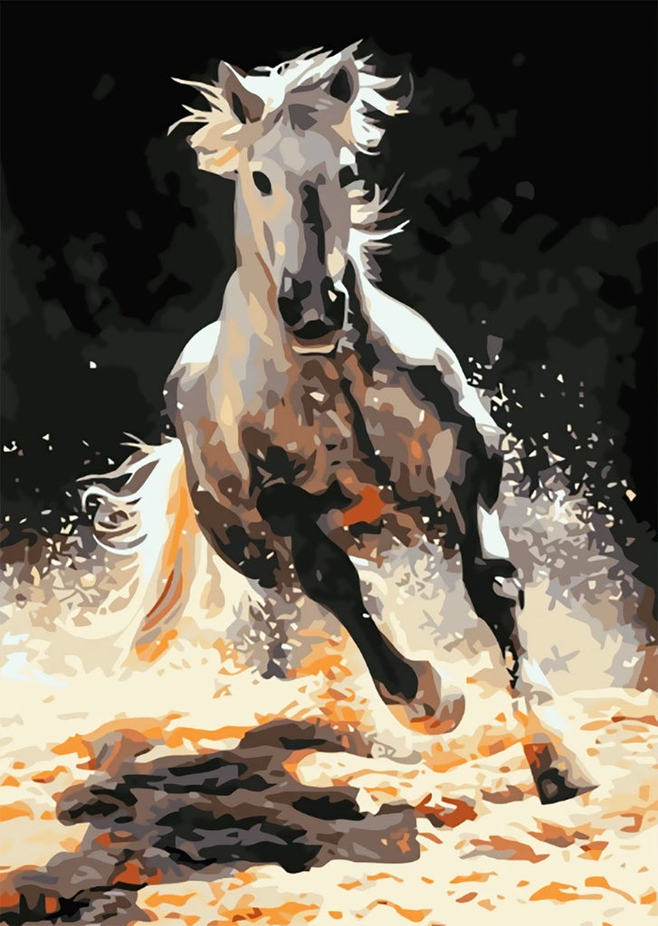 Pintura de Caballo Corriendo en Camino Polvoriento Pintar por Números
