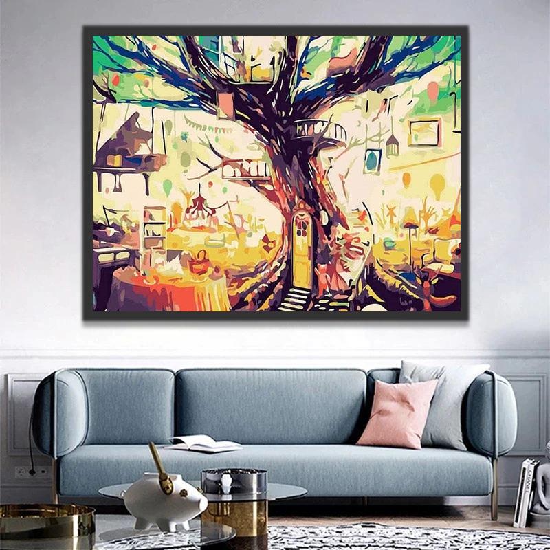 Pintura de Casa en el Árbol Grande Pintar por Números
