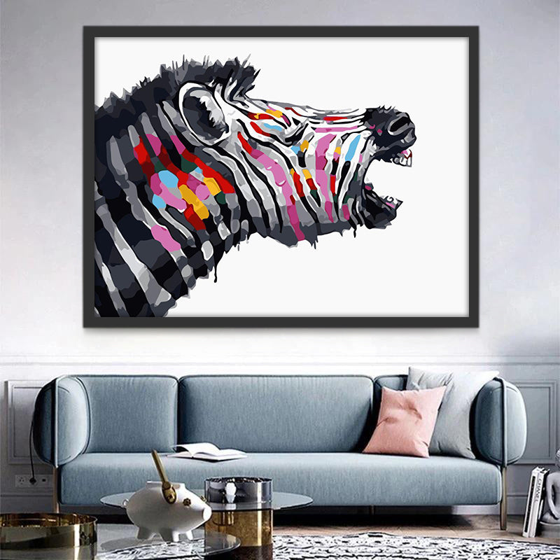 Pintura de Cebra Colorido Gritando Pintar por Números