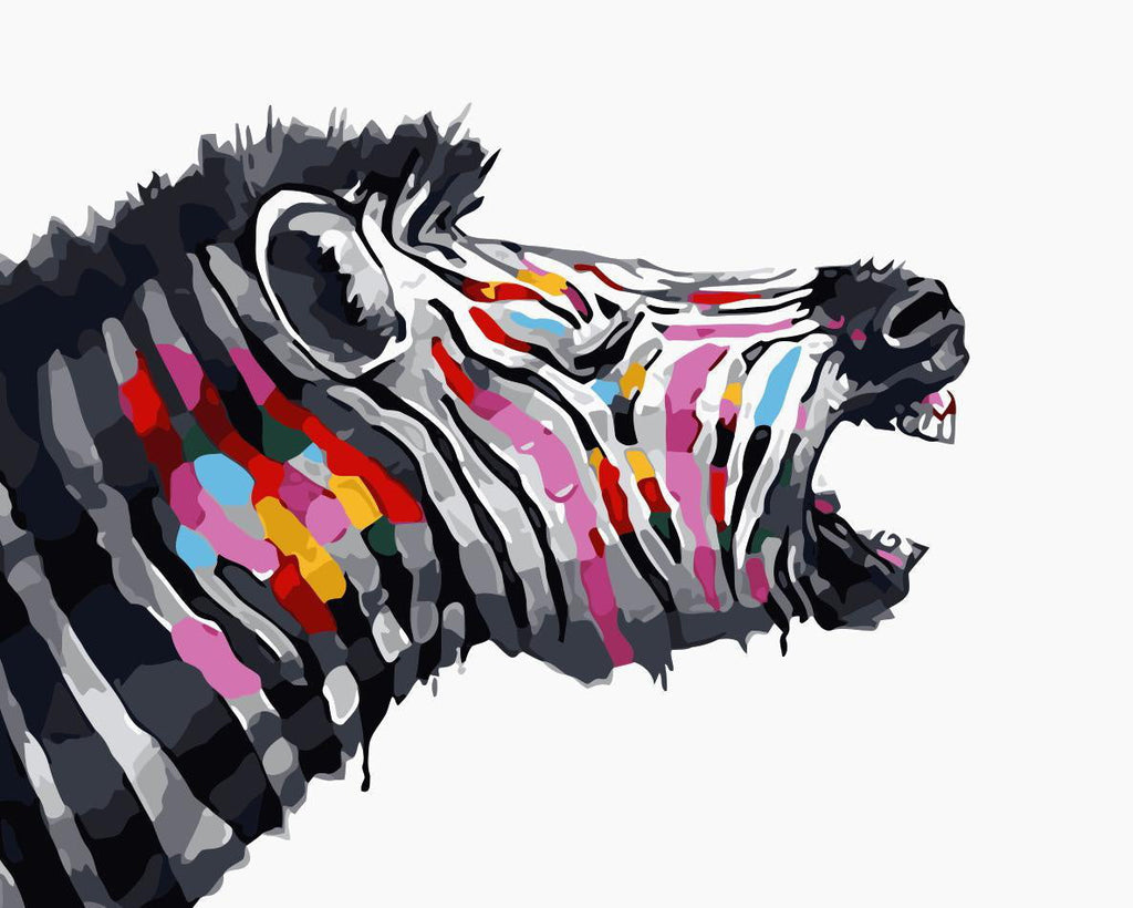 Pintura de Cebra Colorido Gritando Pintar por Números