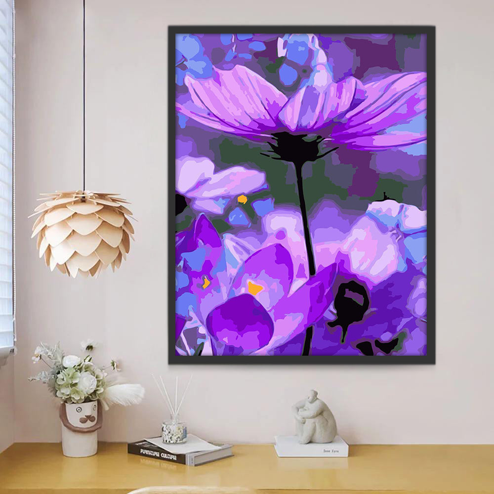 Pintura de Flores de Color Morado en Estilo Abstracto Pintar por Números