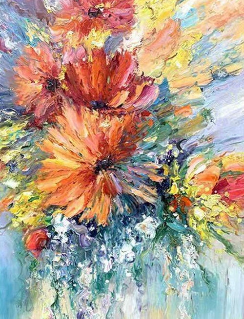 Pintura de Flores de Colores Diferentes al Óleo Pintar por Números