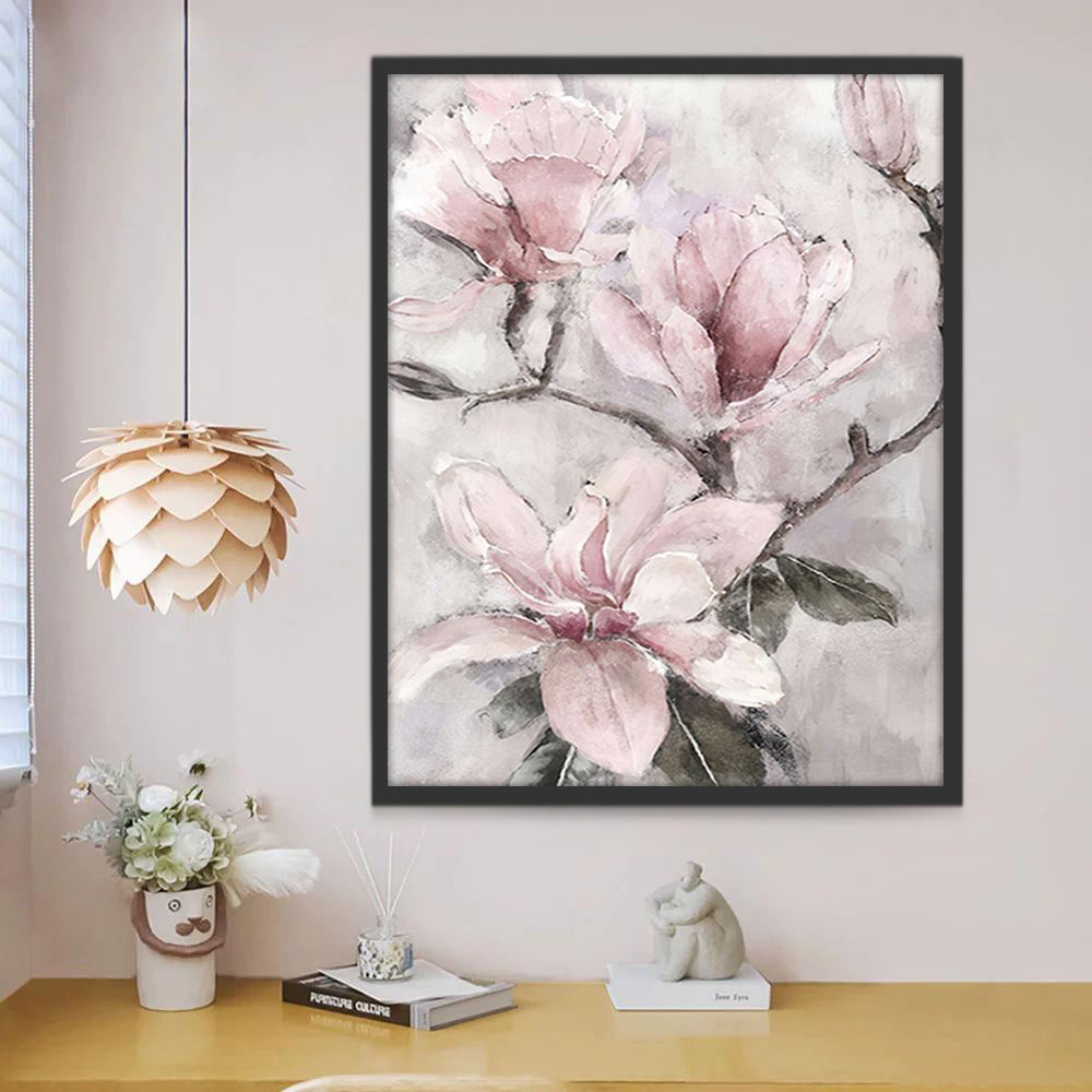 Pintura de Flores de Magnolia de Color Rosado Claro Pintar por Números