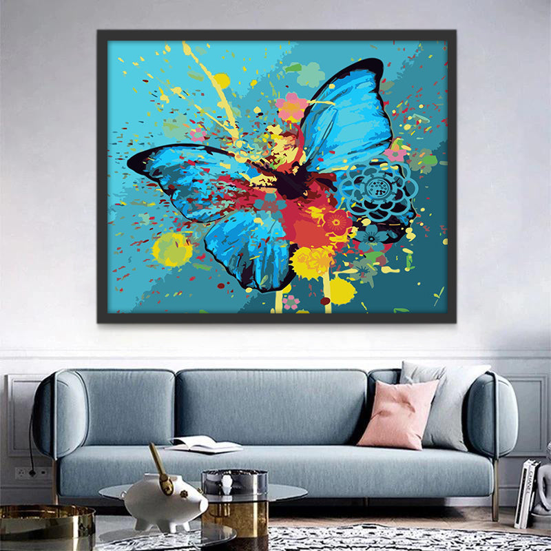Pintura de Mariposa Azul Abstracta Pintar por Números