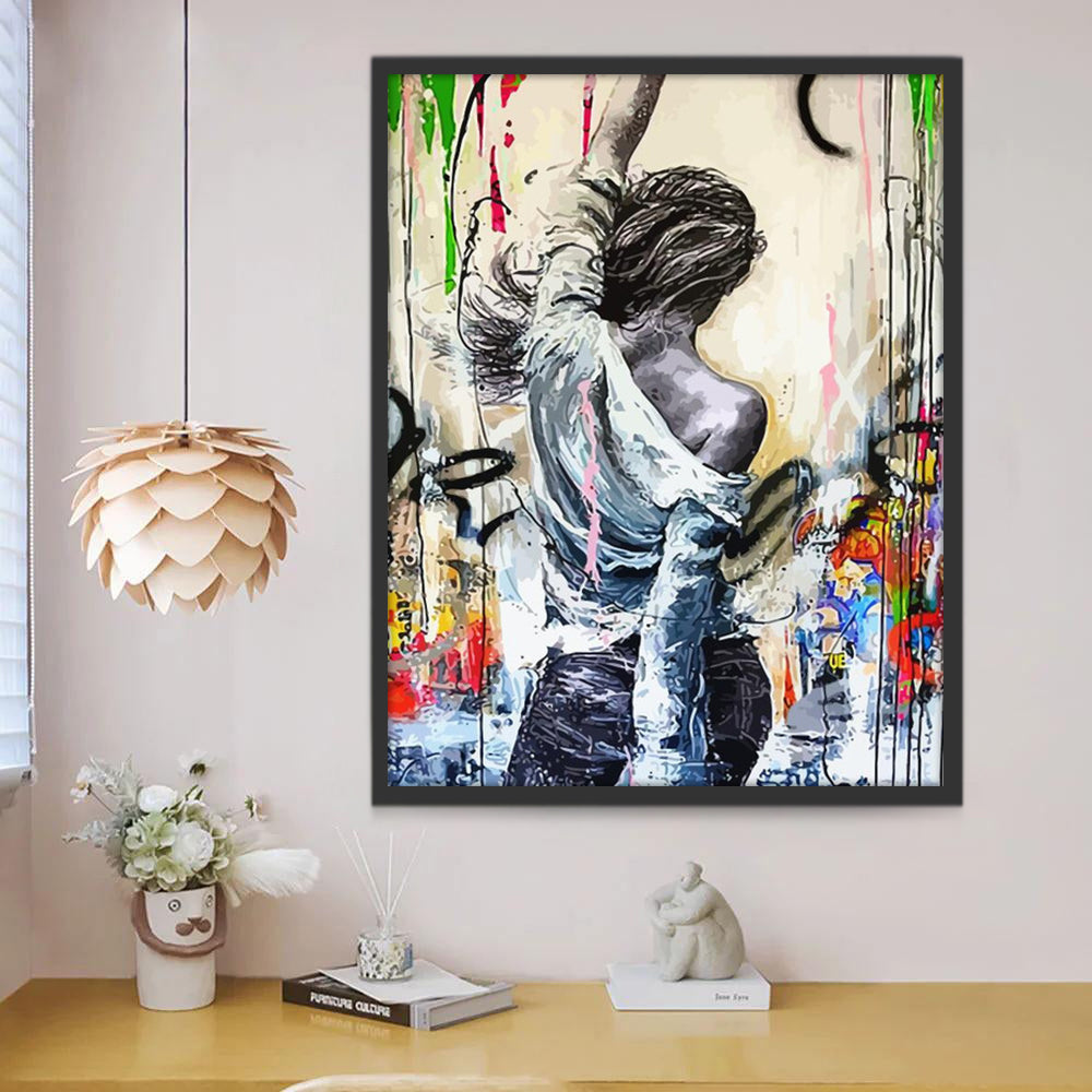 Pintura de Mujer en Blanco y Negro Pintar por Números