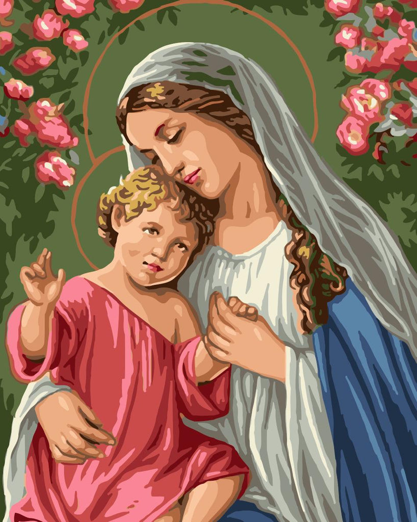 Pintura de Niño Jesús y Su Madre María Pintar por Números