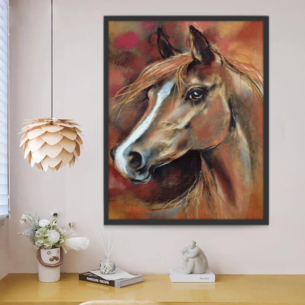 Pintura de Perfil de Caballo Marrón Pintar por Números
