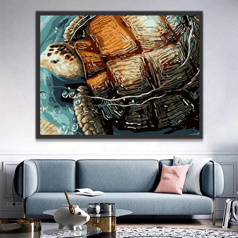 Pintura de Tortuga en la Superficie de Agua Pintar por Números