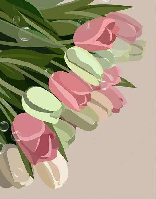 Pintura de Tulipán en Colores Diferentes Pintar por Números
