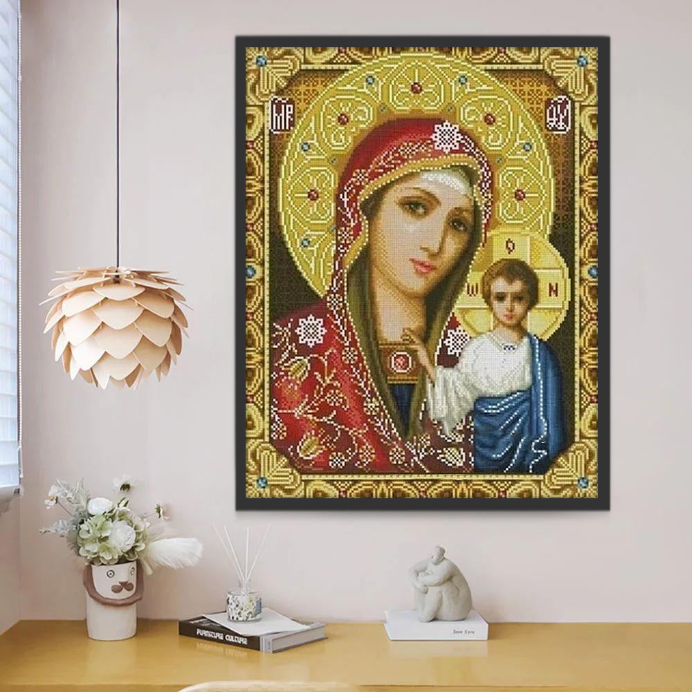Pintura de Virgen María y Niño Jesús Pintar por Números