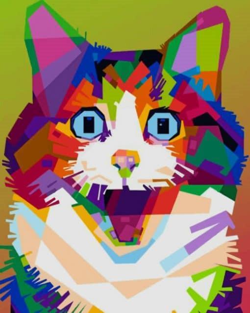 Pintura Geométrica Colorida de Gato Pintar por Números