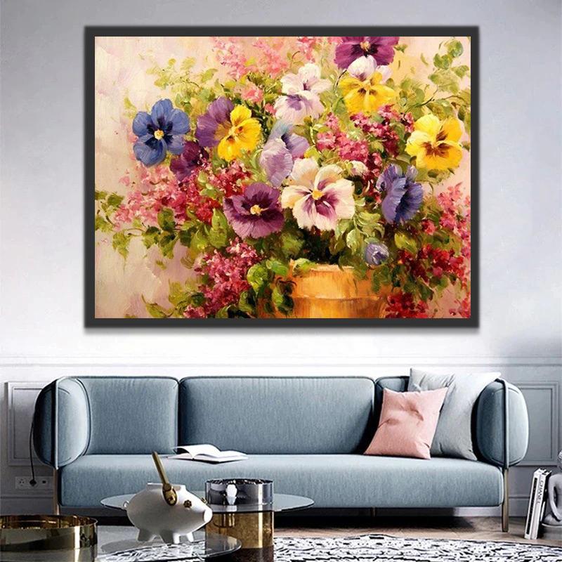 Pintura Hermosa de Hibisco en Maceta Pintar por Números