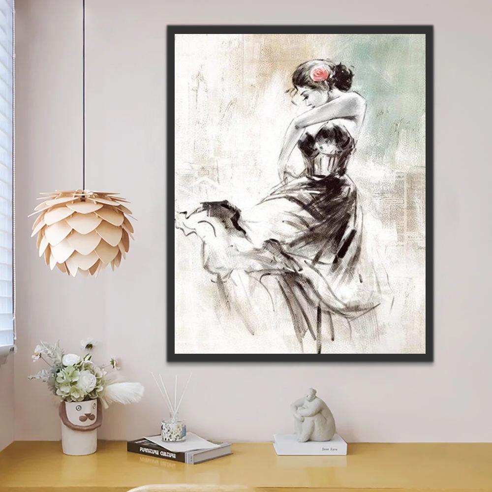Pintura Lineal de Bailarina de Flamenco Pintar por Números