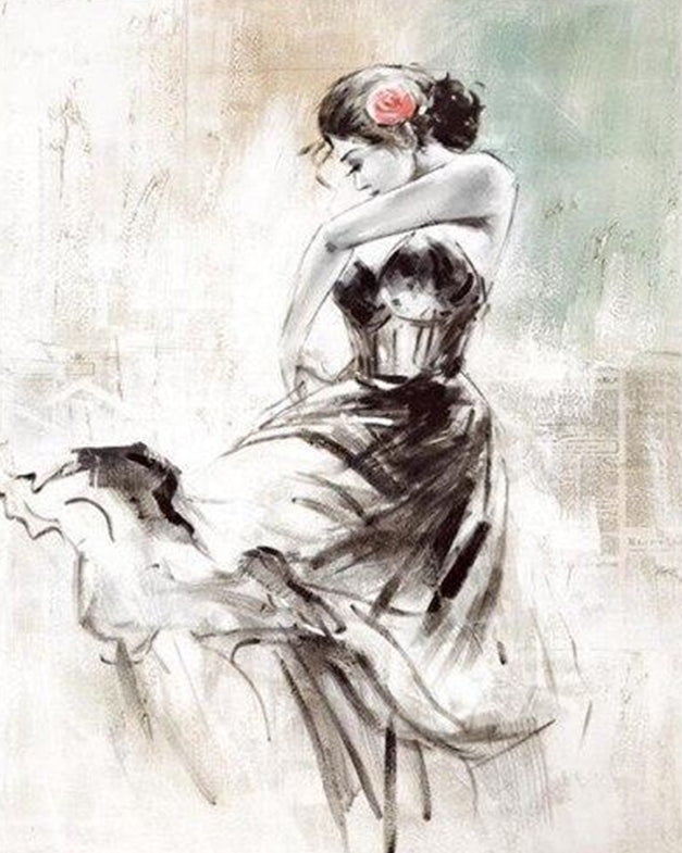 Pintura Lineal de Bailarina de Flamenco Pintar por Números