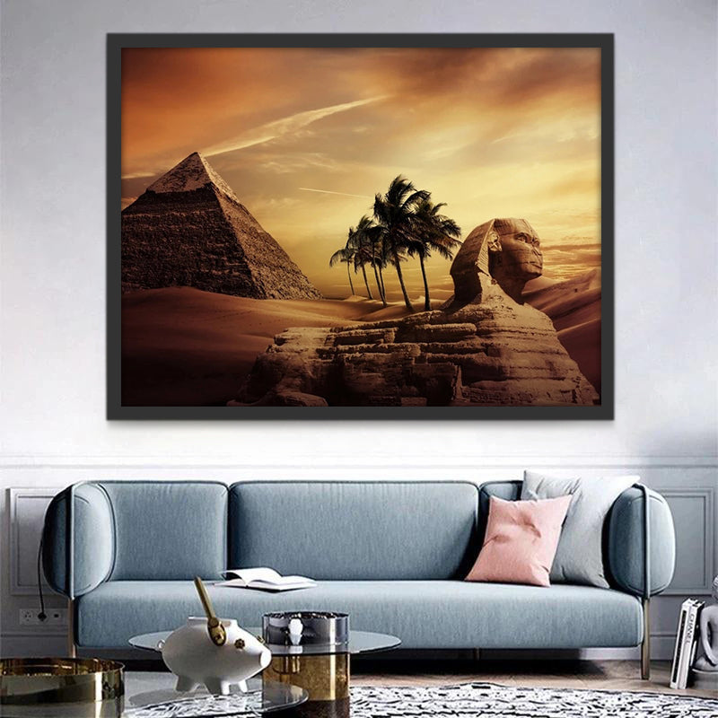 Pirámide de Guiza y Palmeras en Egipto Pintar por Números
