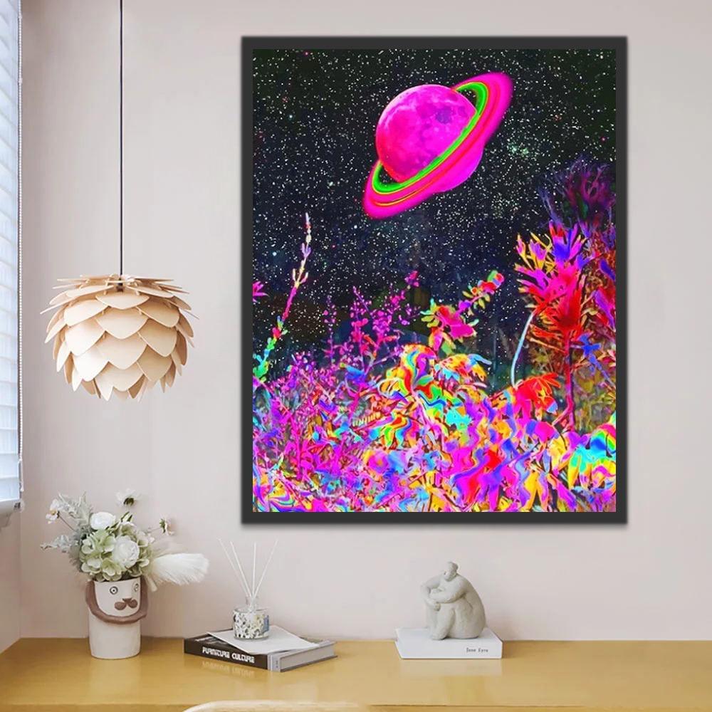 Planeta Saturno en el Espacio Pintar por Números
