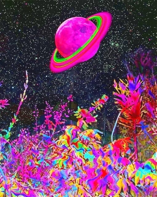 Planeta Saturno en el Espacio Pintar por Números